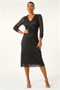 Black Corded Lace Midi Dress, Image 2 of 5