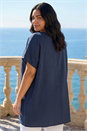 Navy  Curve Ring Front Oversized Top, Image 3 of 4