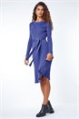 Royal Blue Belted Knitted Midi Dress, Image 2 of 5