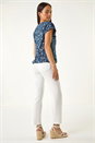 Navy  Petite Floral Embroidered Top , Image 3 of 5