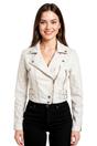 White Cropped Brando Leather Biker Jacket, Image 1 of 7