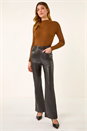 Black Faux Leather Bootcut Trouser, Image 3 of 7