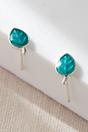 Aqua Turquoise Leaf Stud Earrings, Image 2 of 4