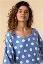 Denim 3/4 Sleeve Spot Print Tunic Top, Image 4 of 4