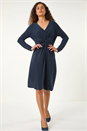 Navy Twist Front Stretch Midi Dress, Image 1 of 5