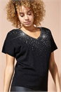 Black Scatter Hotfix Knitted T-Shirt, Image 1 of 4
