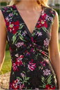 Black Floral Knot Stretch Lace Dress, Image 4 of 4