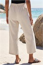 Natural  Cropped Linen Blend Trouser, Image 3 of 4