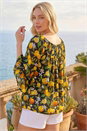 ORANGE Floral Citrus Bardot Top, Image 3 of 4