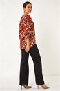 Rust Blurred Floral Print Shirt, Image 3 of 5