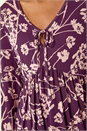 Purple Floral Print Tie Front Stretch Top, Image 5 of 5