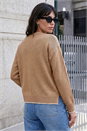 Camel  Contrast Stitch Bow Knit Jumper, Image 3 of 4