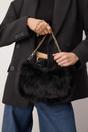 Black Faux Fur Chain Strap Crossbody Shoulder Bag, Image 1 of 4