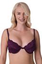 Aubergine Floral Lace Padded Underwired Bra, Image 1 of 5
