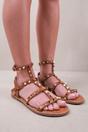 Tan 'Natalia' Studded Gladiator Sandals, Image 1 of 2