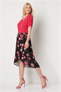 Black Floral Print Wrap Skirt, Image 1 of 5