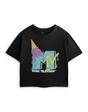 Black MTV Ice Cream Cropped Short Sleeved T-Shirt, Image 1 of 6