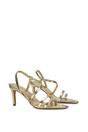 Gold XY LONDON Gold 'Theodora' Strappy Pointed Toe Stiletto Heel Sandal Shoes, Image 3 of 5