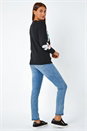 Black Oversized Floral Print Jumper , Image 2 of 5