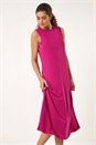 Magenta Sandwash Stretch Midi Dress, Image 2 of 5