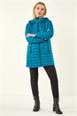 Teal Petite Quilted Longline Puffer Coat, Image 2 of 5