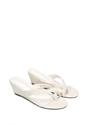 White XY LONDON White 'Rosa' Mid Wedge Heel Sandal Mules With Toe Post, Image 5 of 6