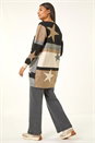 Natural  Star Print Longline Stretch Cardigan, Image 3 of 5