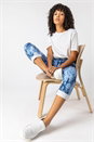 Blue Tie Dye Roll Hem Cropped Pants, Image 4 of 4