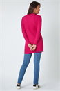 Cerise Longline Stretch Ribbed Cardigan, Image 3 of 5