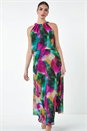 Forest Abstract Print Chiffon Overlay Maxi Dress, Image 1 of 5