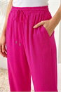 Pink Elastic Tie Waist Linen Blend Trouser, Image 4 of 4