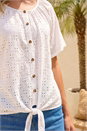 Ivory  Broderie Tie Front Top , Image 4 of 4