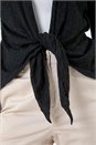 Black Petite Waterfall Front Cotton Knit Cardigan, Image 5 of 5