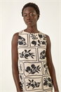 White Floral Mono Print Shift Dress, Image 4 of 5