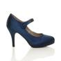 Navy Blue AJVANI Navy Blue High Heel Mary Jane Court Shoes, Image 2 of 6