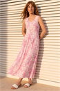 Pink Leaf Print Crinkle Dress, Image 1 of 4