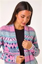 Light Pink Chevron Pattern Longline Cardigan, Image 1 of 5