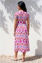 PINK Petite Aztec Print Stretch Pocket Midi Dress, Image 3 of 4