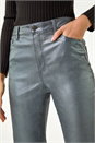 Pewter Metallic Coated Mom Style Trousers, Image 5 of 5