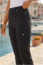Black Turn Up Stretch Cargo Trousers, Image 4 of 4
