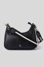 Black 'Bella Toscana' Real Leather Crossbody Bag with Webbing Strap, Image 1 of 4