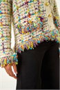 Ivory  Textured Fringe Knit Cardigan, Image 4 of 4