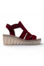 Red Womens Leather Wedge Sandals BAIC621FLY, Image 1 of 5