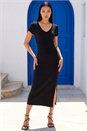 Black Dusk V-Neck Knit Midi Dress, Image 2 of 4