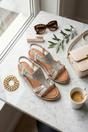 Silver Amelia Womens Rhinestone Strappy Flat Sandals, Image 3 of 6