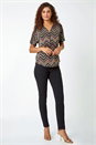 Bronze Glitter Zig Zag Zip Front Stretch Top, Image 4 of 5