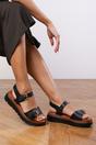 Black 'Andrea' Chunky Buckle Strap Sandal, Image 1 of 2