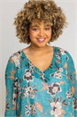 Dark Green Curve Textured Spot Frill Detail Top, Image 4 of 4