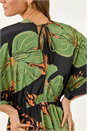 Green Boho Leaf Maxi Dress, Image 5 of 5