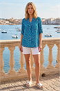 Blue Animal Print Woven Top, Image 2 of 4